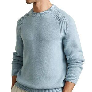 Reiss Men's Wool Blend Long Sleeve Soft Blue Sweater - USA Size Large - NWT